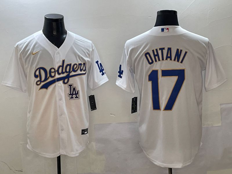 Men Los Angeles Dodgers 17 Ohtani White Blue Game 2025 Nike MLB Jersey style 4021